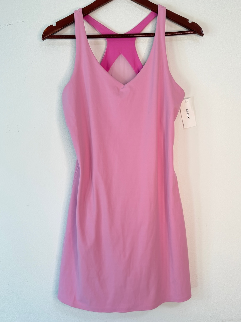 Spanx Get Moving Booty Boost Vneck Dress Petunia Pink Women Small NWT Activewea